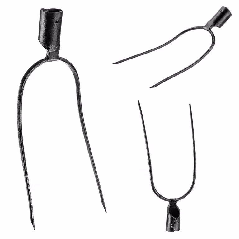 KADAX forcone da pietra senza manico, forcone da patata in acciaio, forcone da rapa, forcone a filo, forcone da patata, forcone da vanga, forcone da letame, forcone da scavo (nero a 2 rebbi)