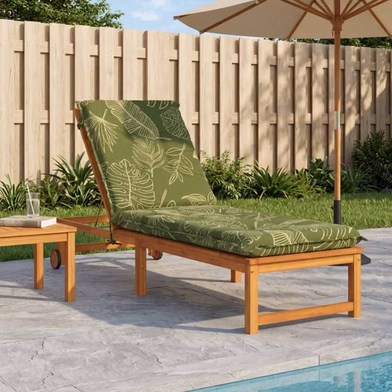 vidaXL Cuscino per Lettino GEMERT con Design a Foglia, Blu e Verde, 190 x 60 x 9 cm