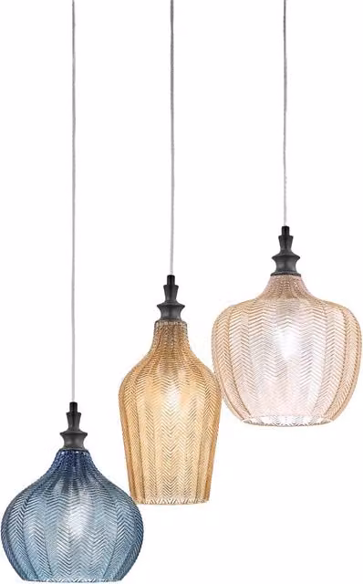 Lampada a Sospensione Tripla Cleofe Gealuce Multicolor in Metallo e Vetro con 3 x E27, Altezza Regolabile – 2