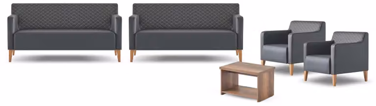 Arbeitszimmer-Set 5tlg Schwarz 2x 3-Sitzer 2x Sessel Braun Couchtisch