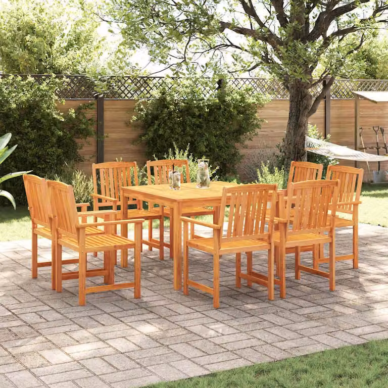 Maison Exclusive - Set da pranzo per esterno, 9 pezzi, legno massello di acacia, colore marrone