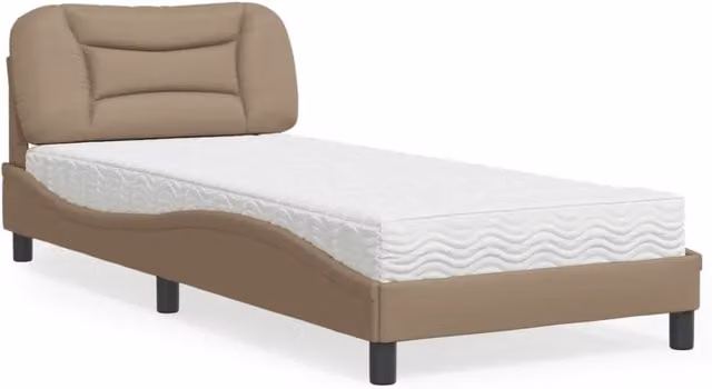 Letto con Materasso Hvar Cappuccino 90x200 cm in Similpelle 3208700