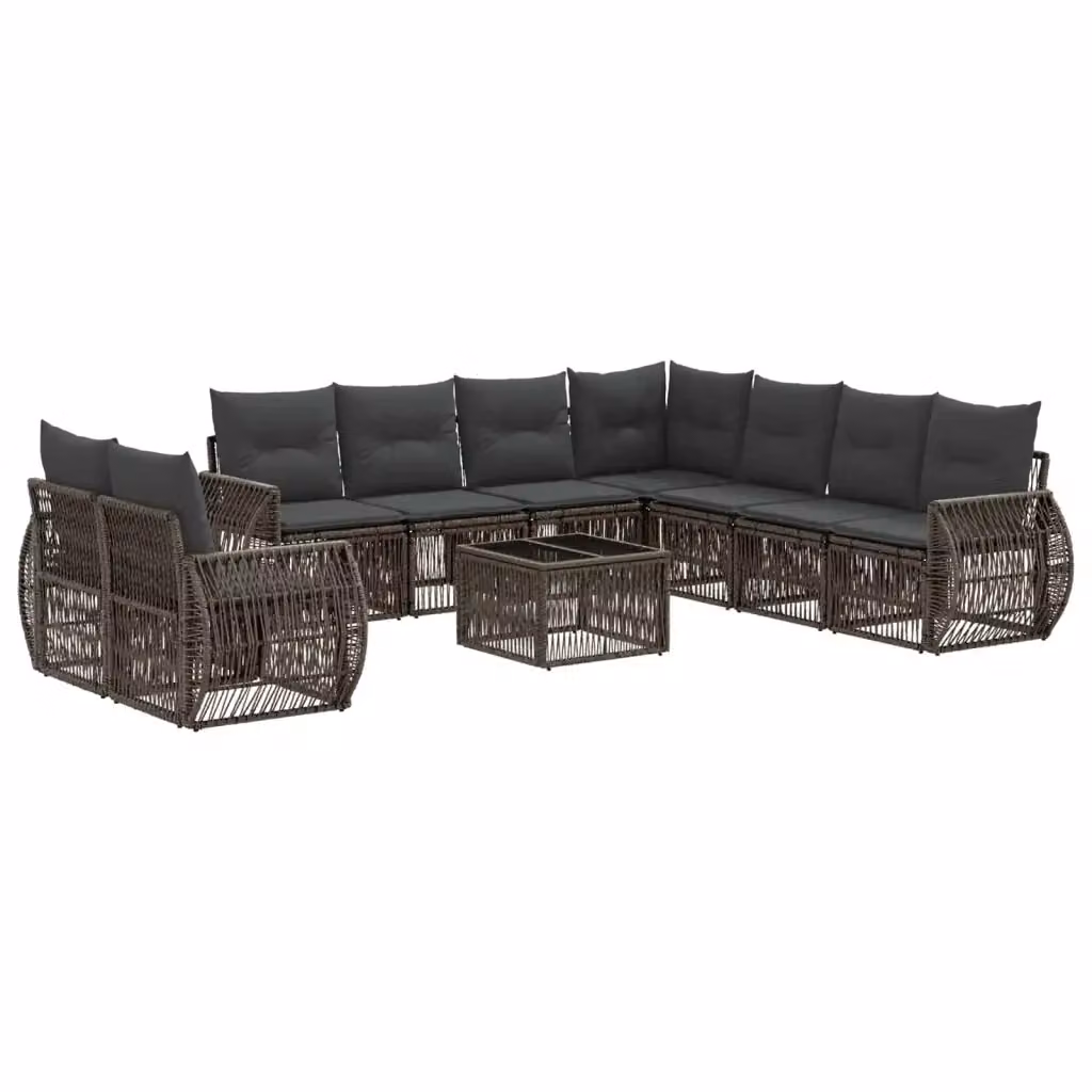 Set Divano da Giardino vidaXL a 10 Pezzi in Polyrattan Grigio e Antracite con Tavolino e Cuscini – 2