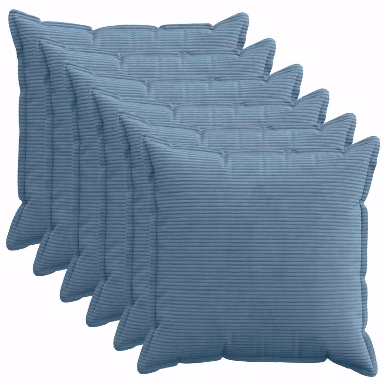 Set di 6 federe vidaXL HOUTEN in velluto a coste blu, 55 x 55 cm
