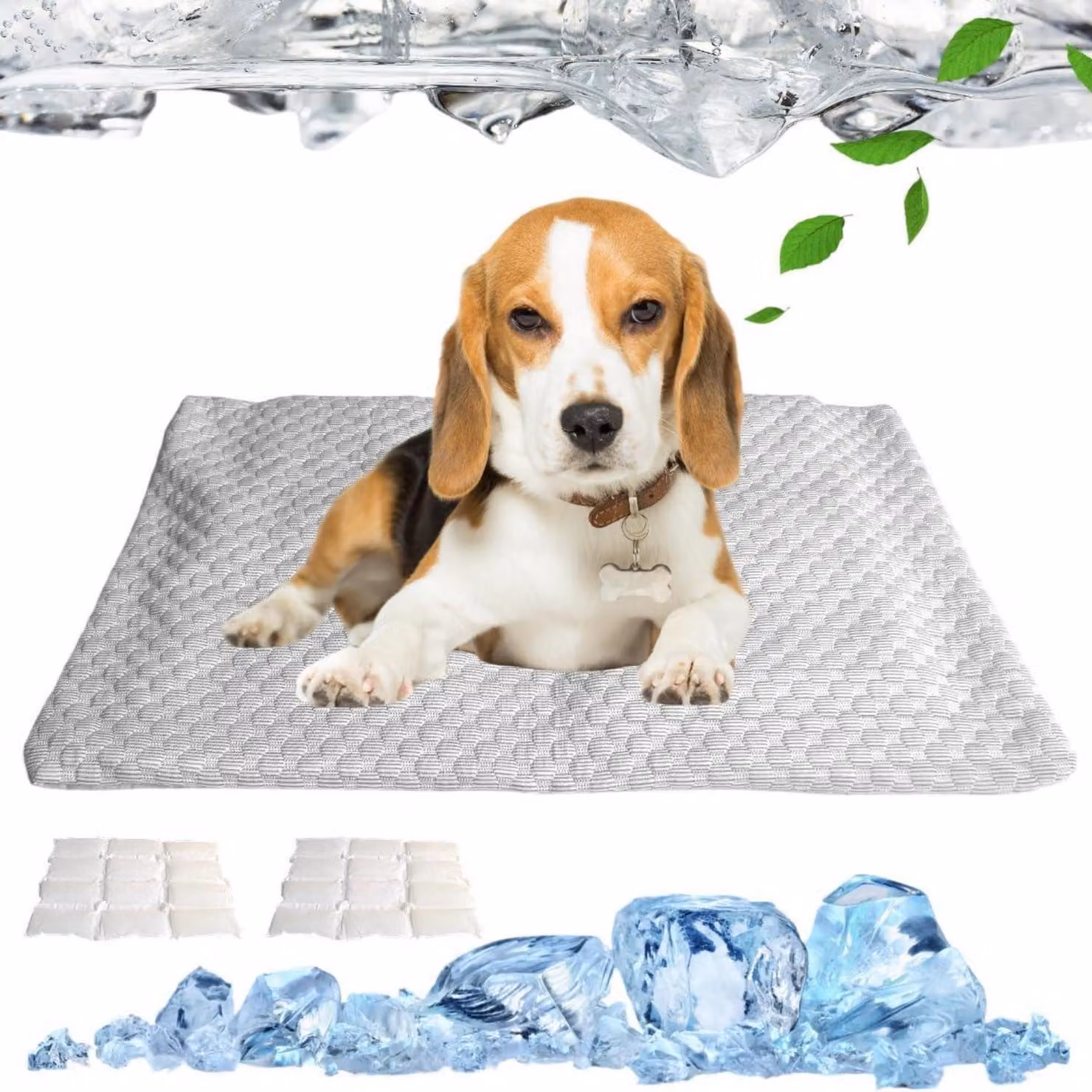 Tappetino refrigerante per cani e gatti, auto-raffreddante, resistente ai graffi, gel non tossico, colore grigio, taglia M (42 x 66 cm)