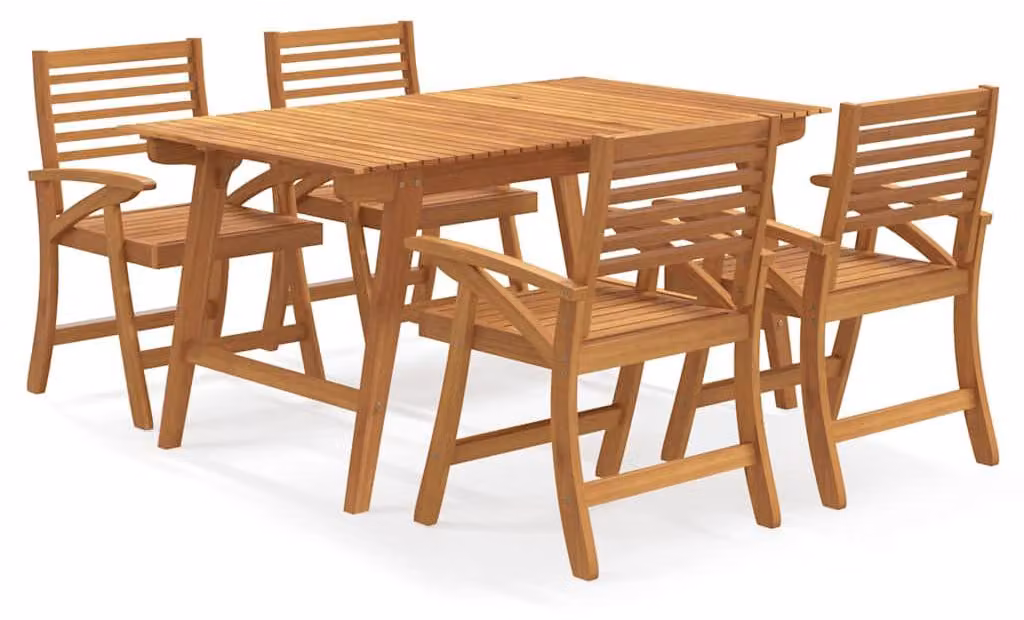 set da pranzo da giardino 5 pezzi in legno massiccio di acacia