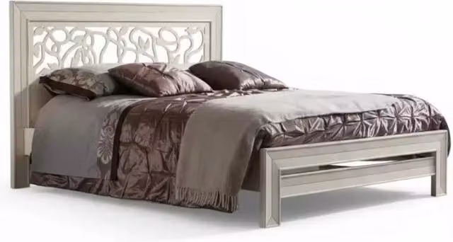 Letto arte povera traforato in legno stile shabby chic bianco anticato Mobili 2G L/P/H: 183 x 210 x 117 cm – 1