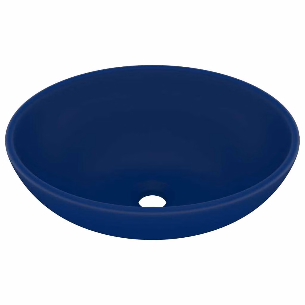 Lavandino Lusso Ovale Blu Scuro Opaco 40x33 cm in Vetroceramica