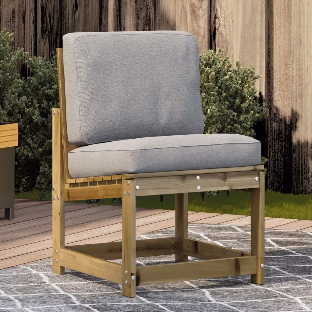 Sedia da giardino vidaXL in legno di pino trattato con cuscini grigi L: 50,5 cm, P: 55 cm, H: 77 cm