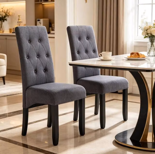 Sedia da pranzo 47 x 42 x 107 cm grigio scuro – schienale alto, set 2