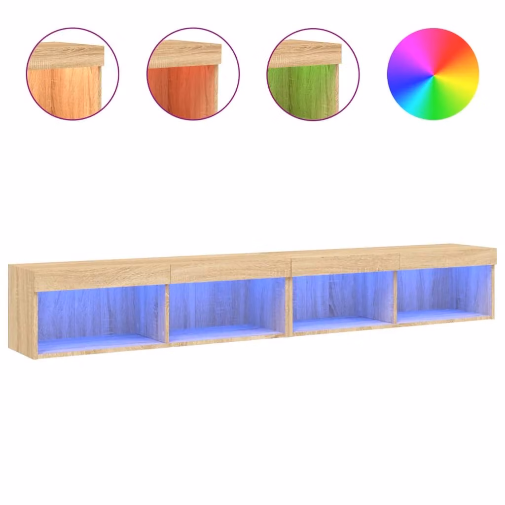 Mobili TV con Luci LED 2pz Rovere Sonoma 100x30x30 cm