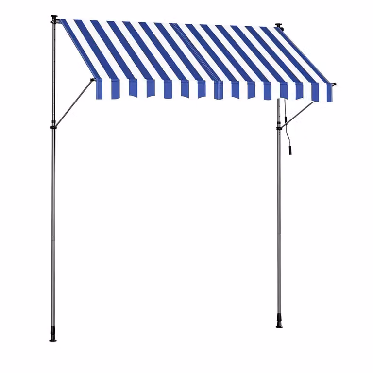 Tenda da Sole Avvolgibile, Blu + Bianco / 250 x 120 cm