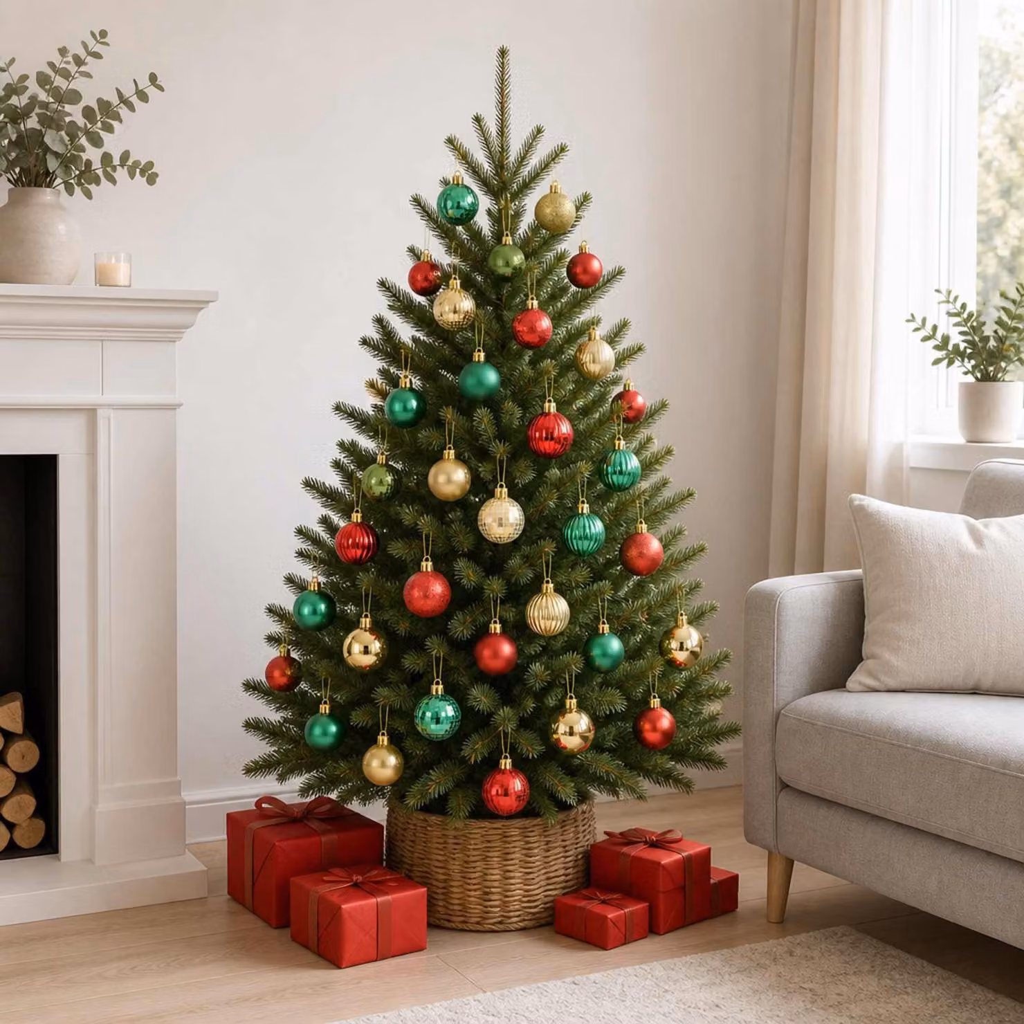 vidaXL Set di Palline di Natale 100 pz Rosso, oro e verde 4 cm