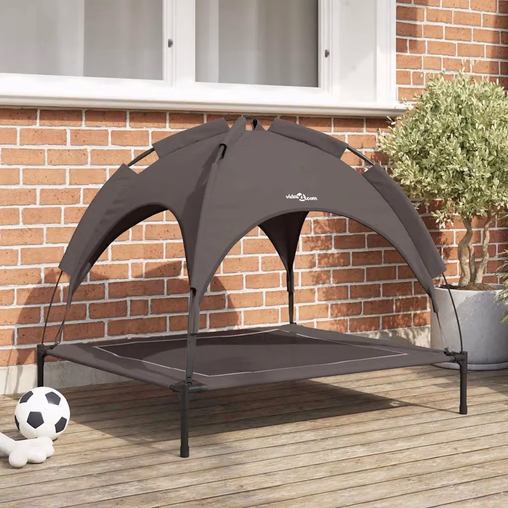 Letto per cani vidaXL in metallo marrone con tetto rimovibile e resistente alle intemperie L 90 x P 81 x H 80,5 cm
