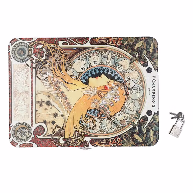 Scatola di metallo vintage con coperchio e serratura - scatola per gioielli e per conservare gioielli, cosmetici, monete e oggetti artigianali