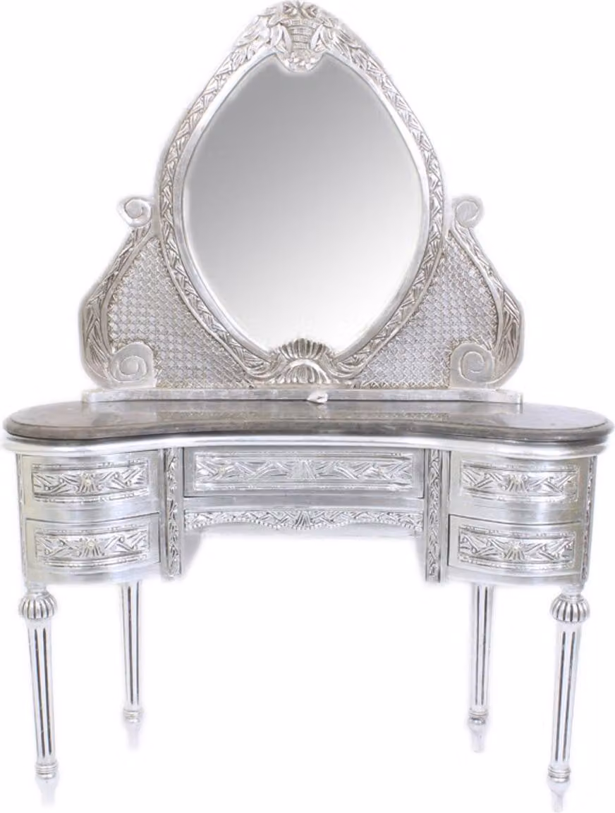 Casa Padrino Consolle trucco barocca con specchio argento 120 x 40 x H155 cm - Consolle specchio con cassetti per camera da letto