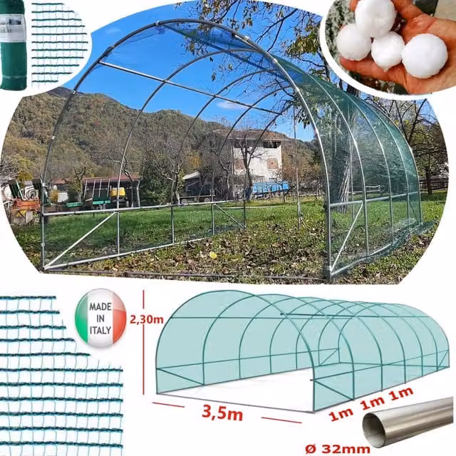 Serra Tunnel NetPlus 3,5x4m con rete antigrandine