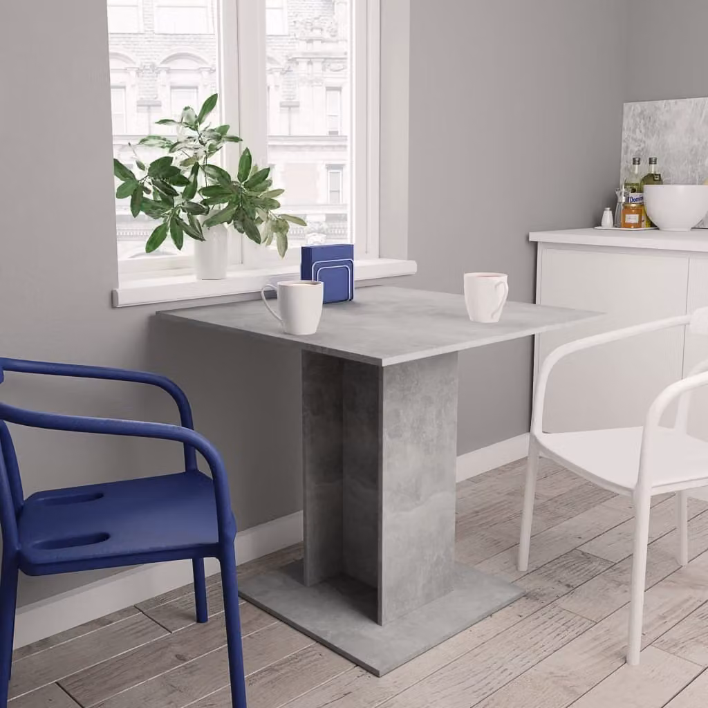 The Living Store Tavolo da pranzo grigio cemento 80x80x75 cm materiale a base di legno