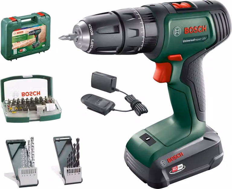 Trapano avvitatore a batteria Bosch UniversalImpact 18V (1 batteria, sistema a 18 Volt, incluso)