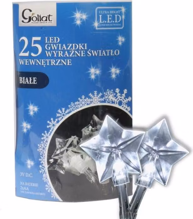 Luci per albero di Natale 25 stelle a led con batterie bianco freddo