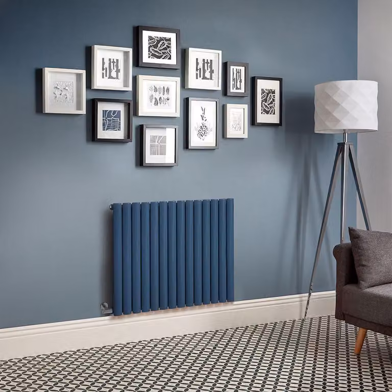 Radiatore Elettrico di Design Orizzontale Blu (Deep Sea Blue) - Pannello Singolo - 635mm x 413mm - Senza Termostato - Revive
