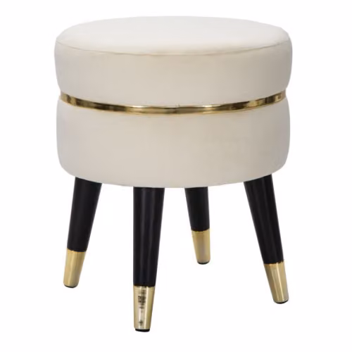 Sgabelli Bassi SGABELLO PARIS CREMA/GOLD CM Ø 35X40,5 Mauro Ferretti