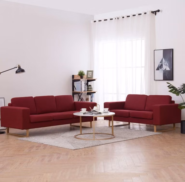 Maison Exclusive - Set Divani 2 pz in Tessuto Rosso Vino