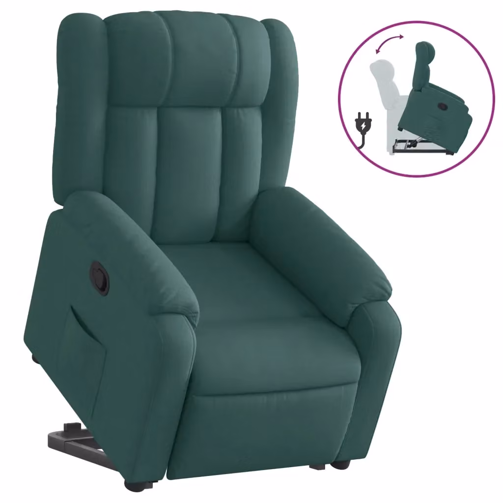 vidaXL Poltrona Alzapersona Reclinabile Verde con Assistenza Elettrica e Braccioli – 2
