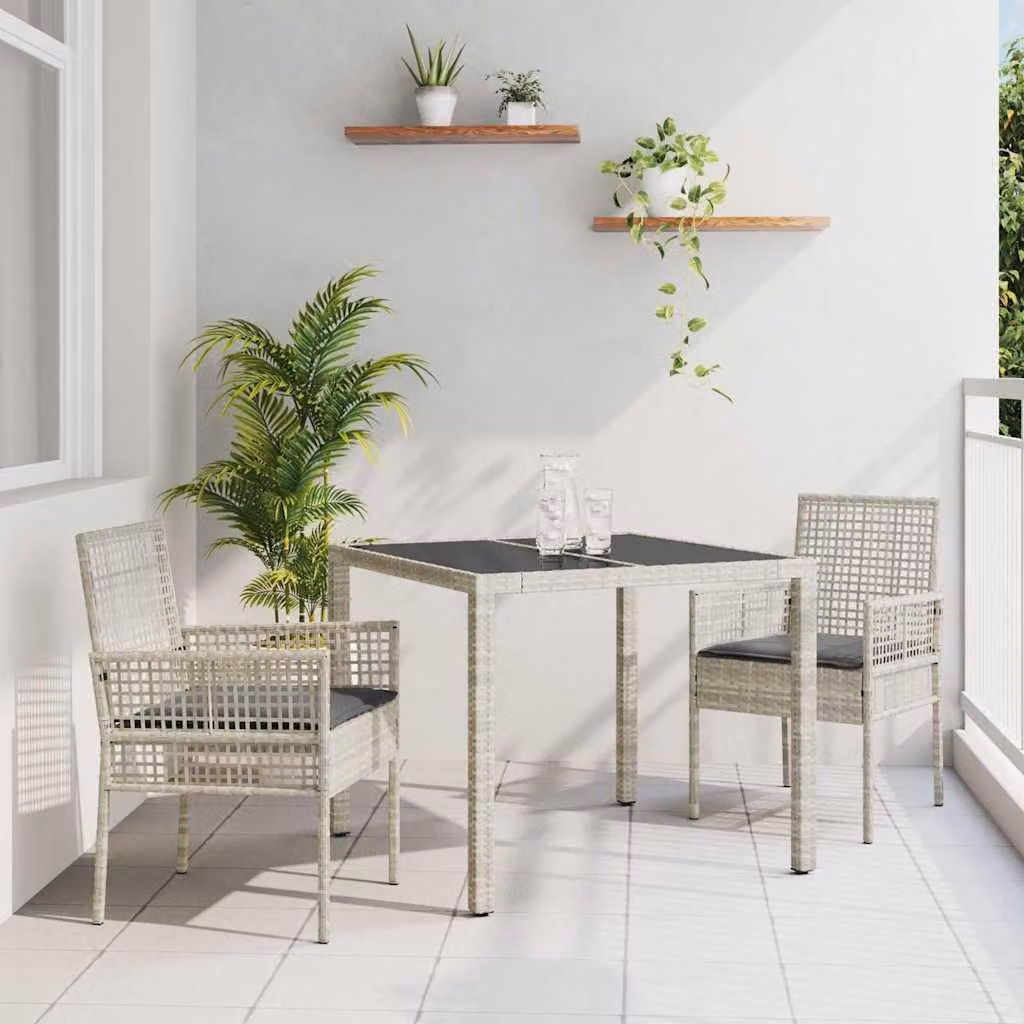 Maison Exclusive - Set da Pranzo per Giardino 3 pcs Grigio chiaro polyrattan