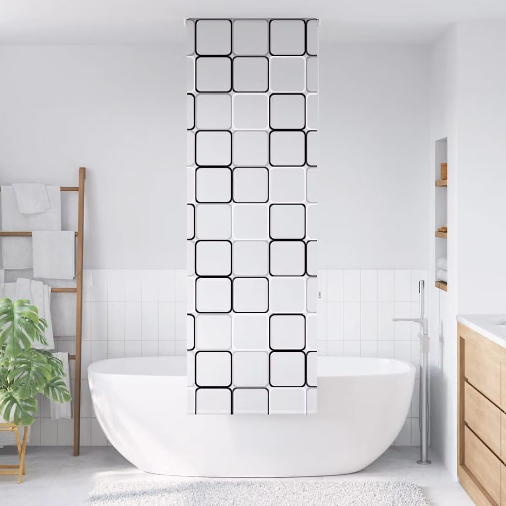 Tenda a rullo per doccia vidaXL con decorazione grafica, bianca e multicolore, L: 80 cm, H: 240 cm