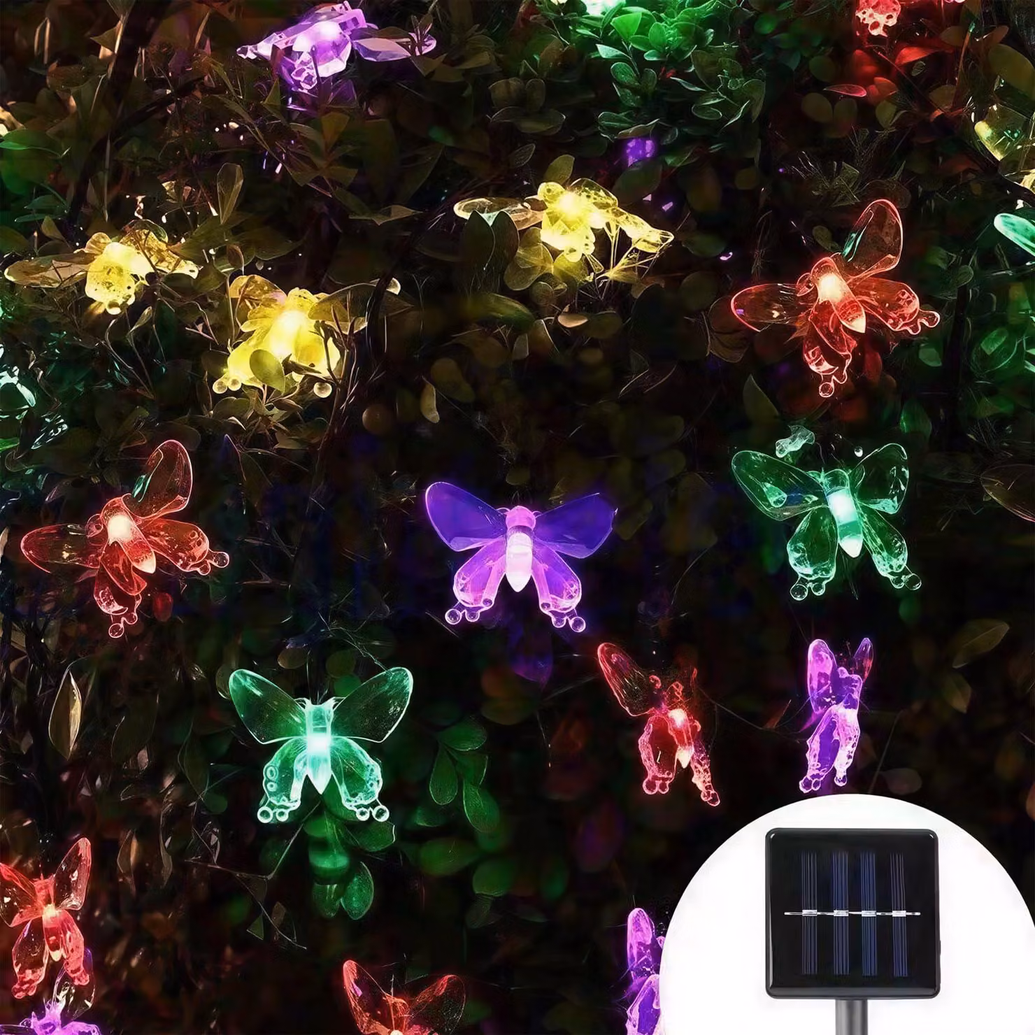 Catena luminosa a LED a forma di farfalla, 7 metri, 50 pezzi, 8 modalità, grado di protezione IP65