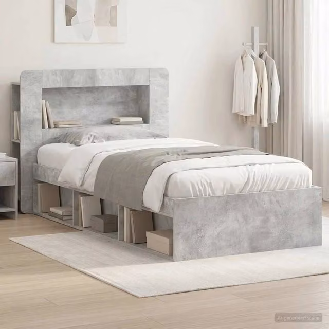 Letto con contenitore e cassetti vidaXL in legno ingegnerizzato Grigio, 90 x 200 cm