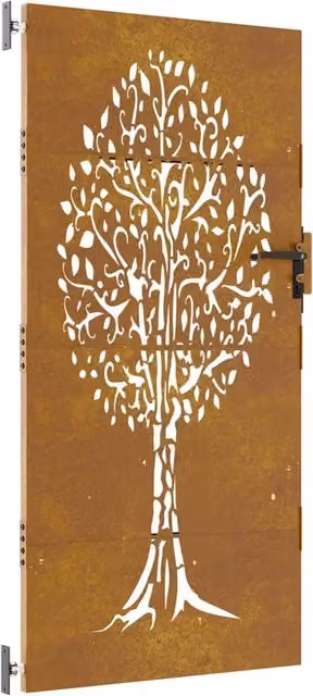 Cancello da giardino 85x175 cm in acciaio Corten con design ad albero CFW9588824