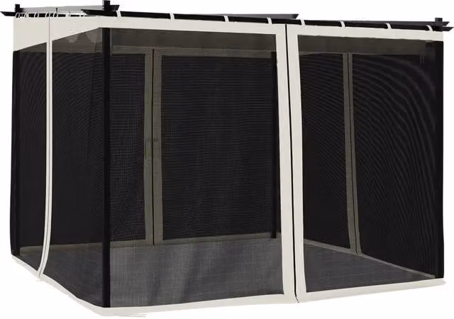 Gazebo | Pergolato con Pareti in Rete Crema 3x3 m in Acciaio