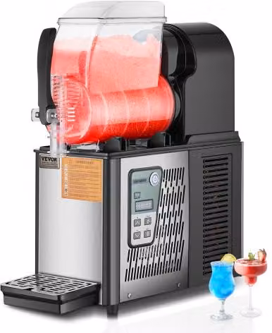 Macchina per bevande ghiacciate commerciale VEVOR in acciaio inox color argento con serbatoio da 4 litri e compressore per bar e hotel