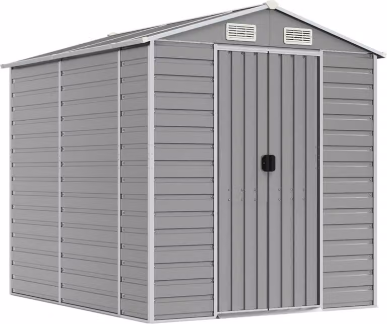 Casetta da giardino grigio chiaro 191x215x198 cm in acciaio zincato