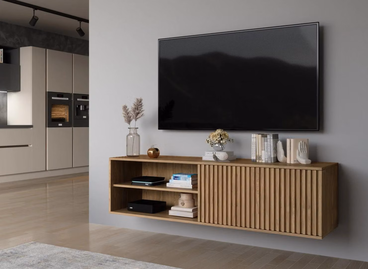 Mobile porta TV sospeso ISADORA - rovere artigianale