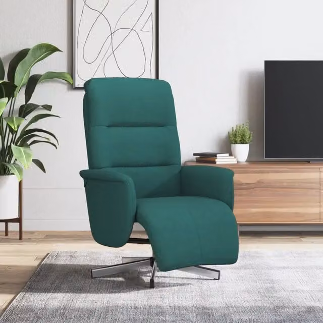 Poltrona Reclinabile Relax vidaXL Verde con Poggiapiedi e Braccioli, Design Moderno con Base Girevole a 360 Gradi
