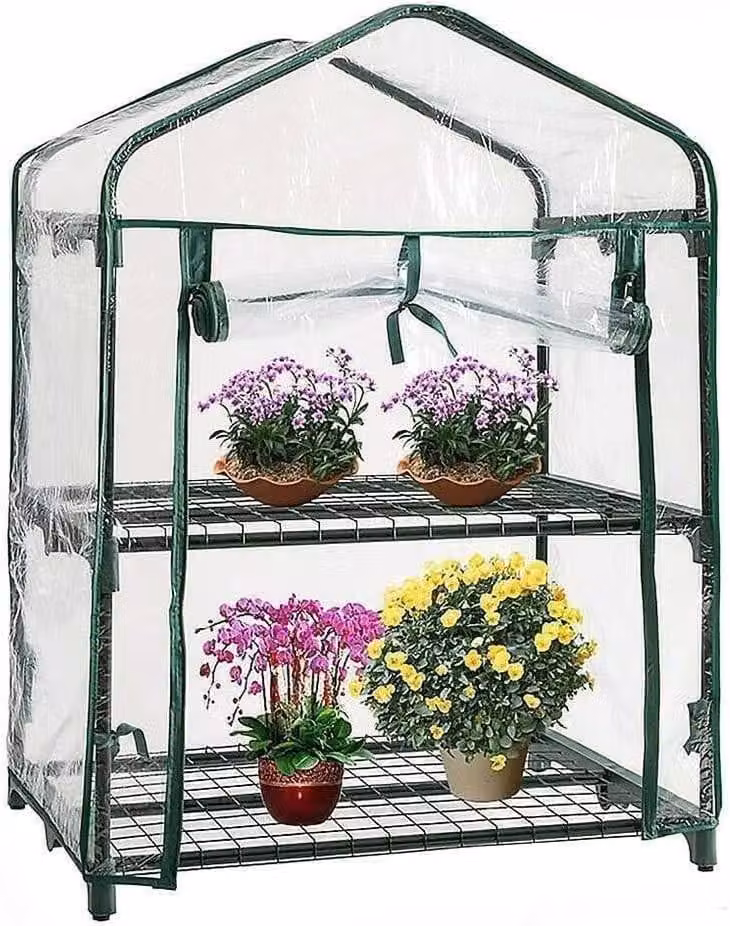 Copertura trasparente in PVC per piante - Protezione antigelo per piante - Mini-copertura per piante - A due strati - 69x49x92 cm - Adatta per serre