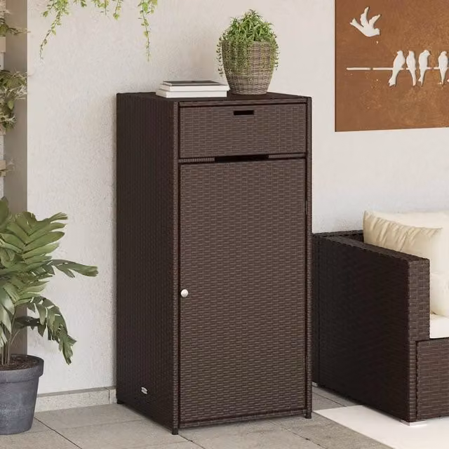 Armadietto da giardino vidaXL in rattan e metallo marrone L/P/H: 55 x 55 x 111 cm – 1