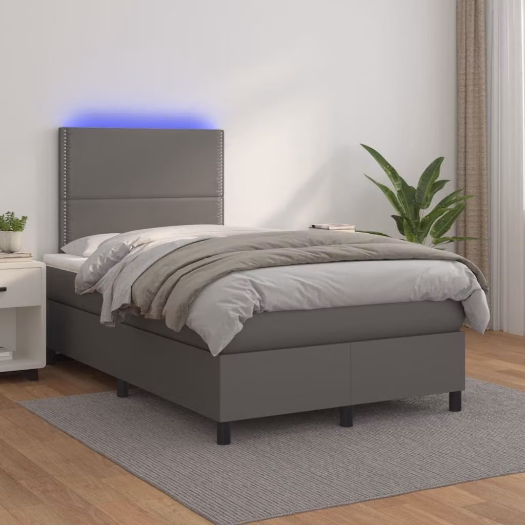 Maison Exclusive - Giroletto Molle con Materasso e LED Grigio 120x200cm Pelle finta