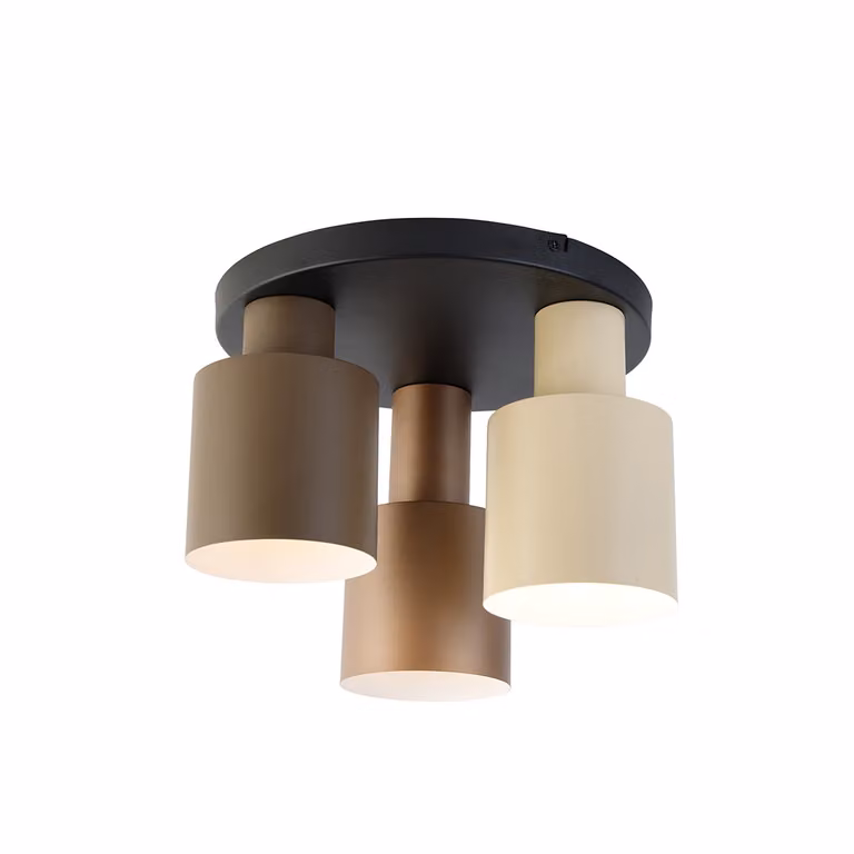 Trio Leuchten - Plafoniera moderna I Plafoniera I Lampada I Lampada bronzo con taupe e beige a 3 luci - Ans I Soggiorno I Camera da letto - Acciaio rotondo - LED adatto E27
