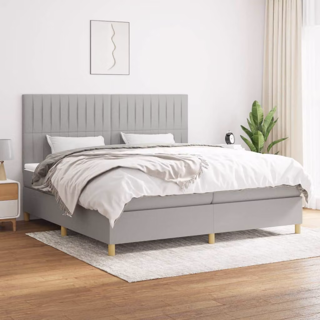 vidaXL Letto Ibrido con Giroletto a Molle e Materasso a Tasche Grigio Chiaro e Bianco L/P/H: 200 x 200 x 25 cm