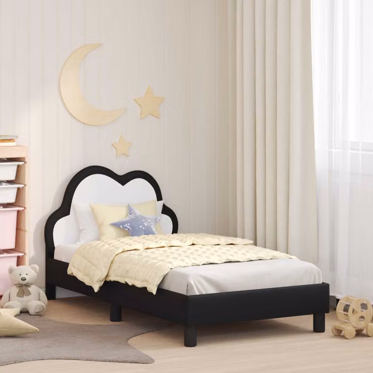 Struttura letto per bambini vidaXL con testata in similpelle nera, L 160 x P 80 cm