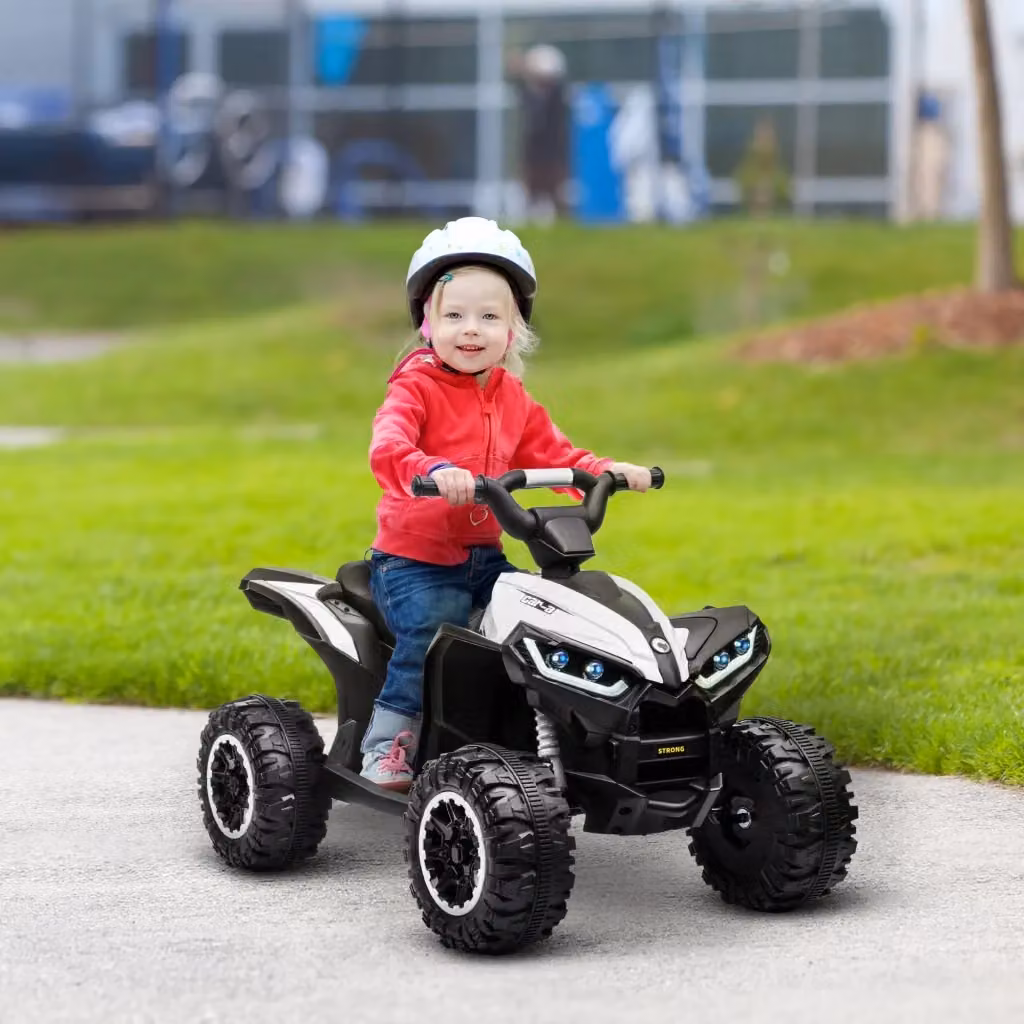 Quad Elettrico per Bambini GIORDANOSHOP 12V con Luci, Suoni e Ruote Larghe Bianco e Nero – 2