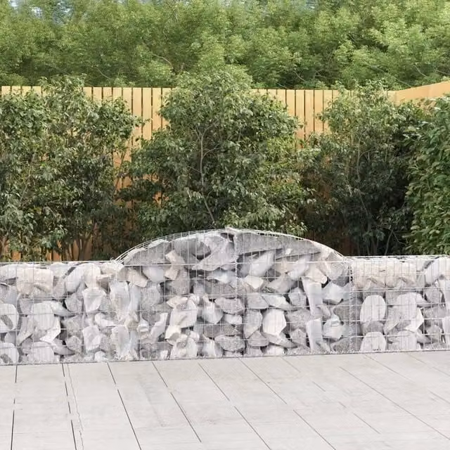 Set di 15 Cesti Gabbioni ad Arco Videx in Acciaio Zincato Argento L: 300 cm, P: 30 cm, H: 60/80 cm