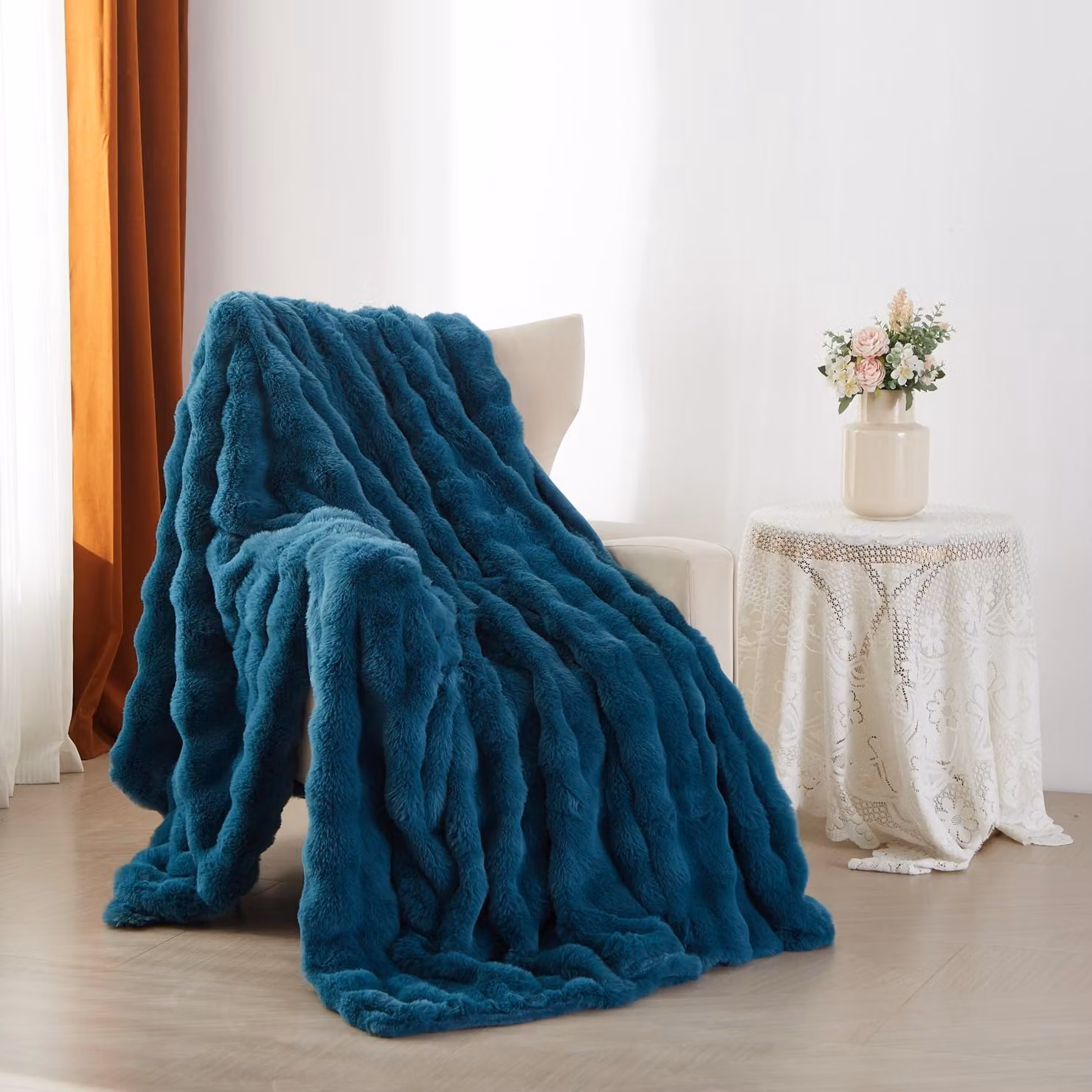 Piumino Pluche: Morbido e caldo, colore petrolio, dimensioni 200 x 220 cm