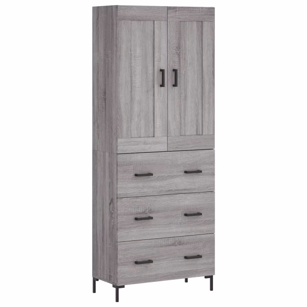 Credenza Grigio Sonoma 69,5x34x180 cm in Legno Multistrato