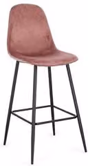 Sgabello Irelia moderno in velluto nero e rosa con struttura in metallo