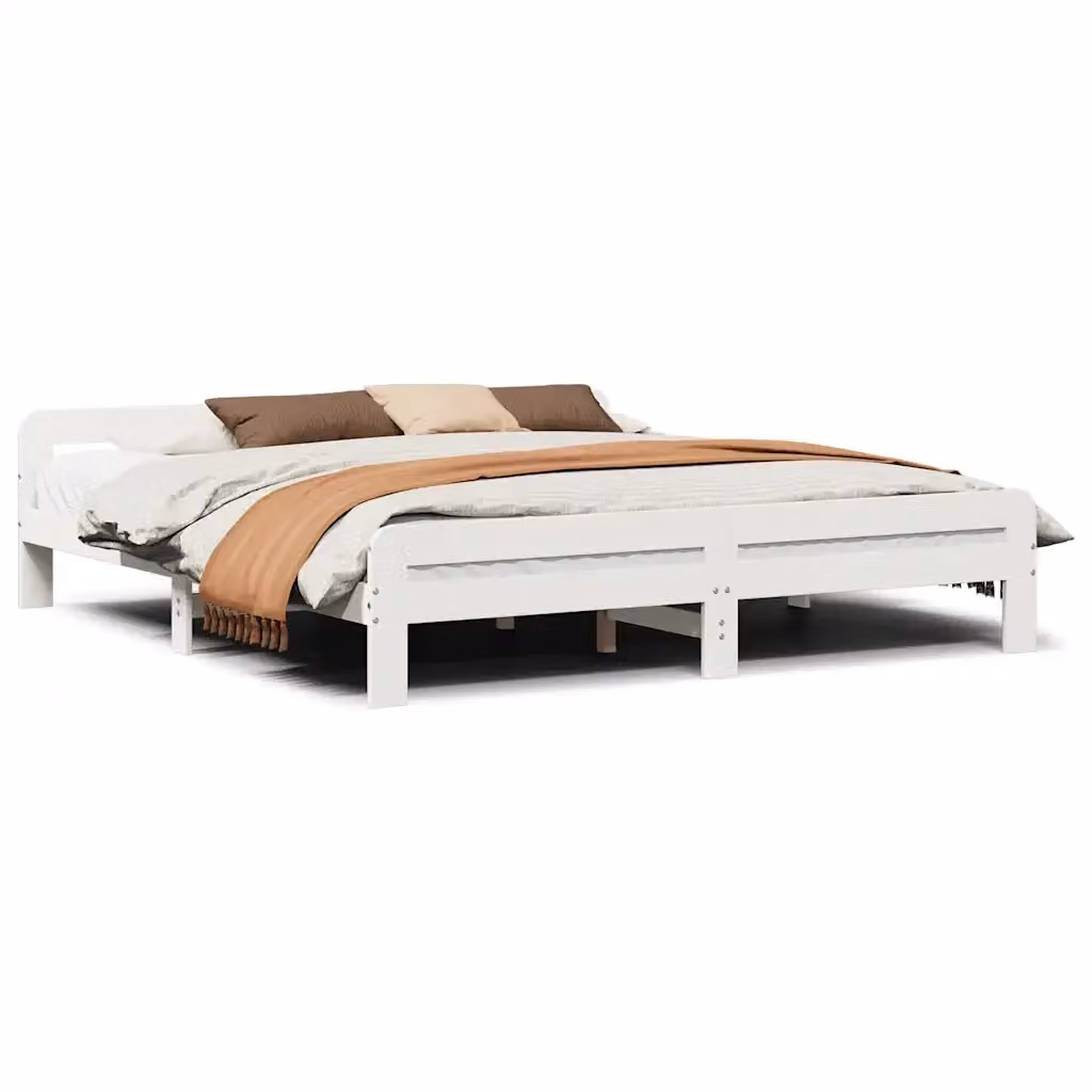 Letto matrimoniale in legno massello di pino bianco vidaXL L/P/H: 180 x 200 x 85 cm – 2